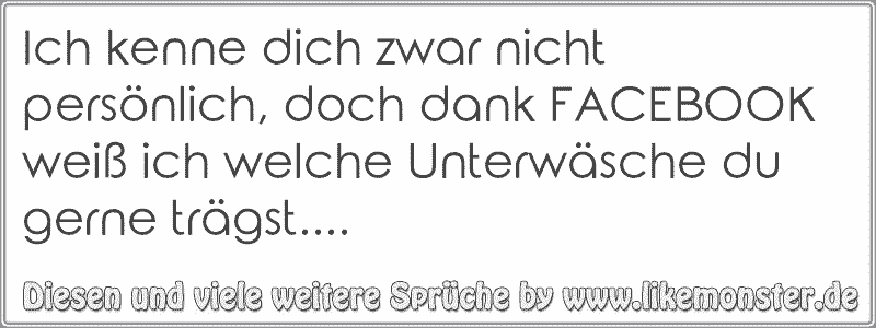 Ich kenne dich zwar nicht persönlich, doch dank FACEBOOK weiß ich welche Unterwäsche du gerne